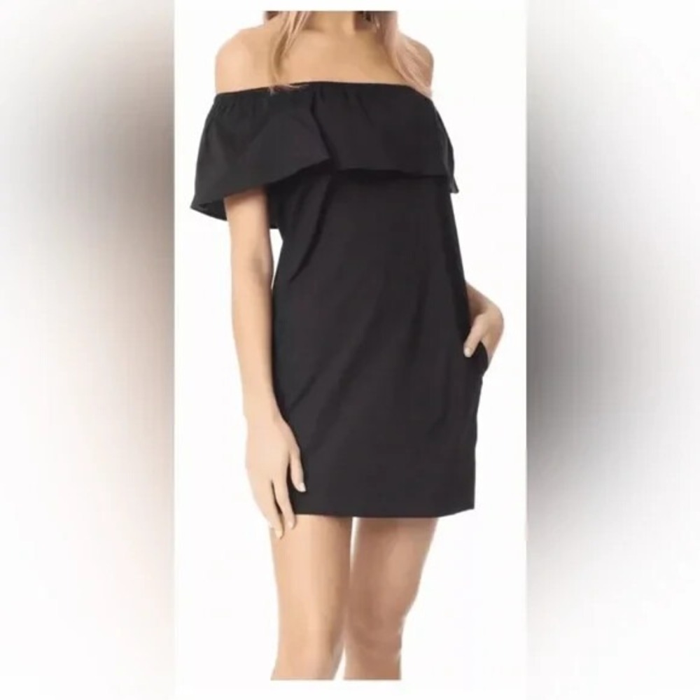 Splendid Women's Black LBD Tropic Cotton Stretch Off-Shoulder Mini Dress Size XS